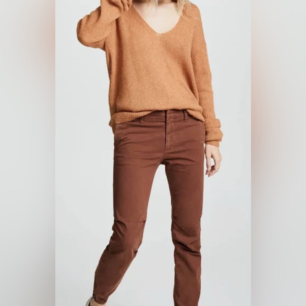 Nili Lotan The French‎ Military Cropped Zipper Cuff Pants Rust Brown Size 10